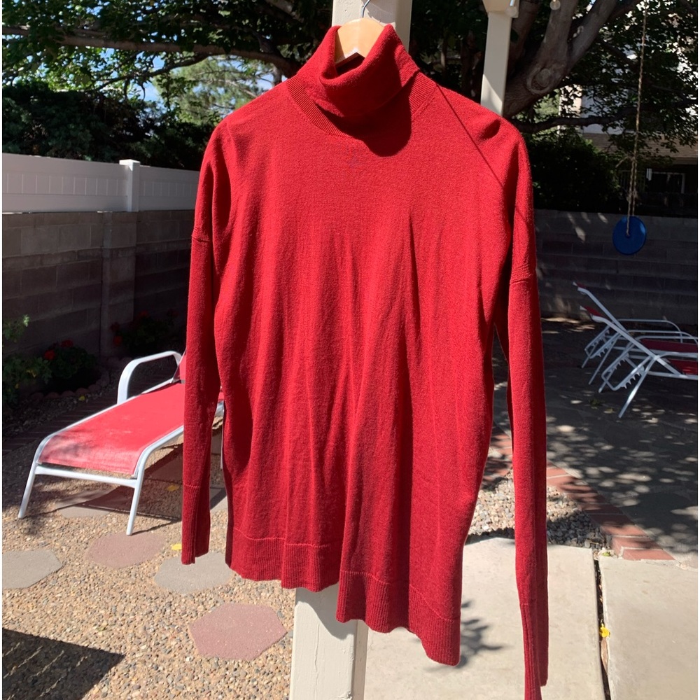 J. Crew turtleneck red/maroon merino wool sweater size S